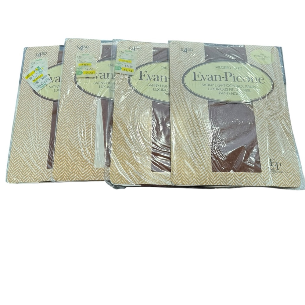 4PK Bundle Evan Picone Beige Satiny Light Control Luxurious Fit Nylon Pantyhose